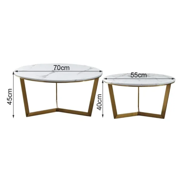 Premium Metallic Nesting Center Tables in Golden Luxurious Base Set of 2 - Image 5