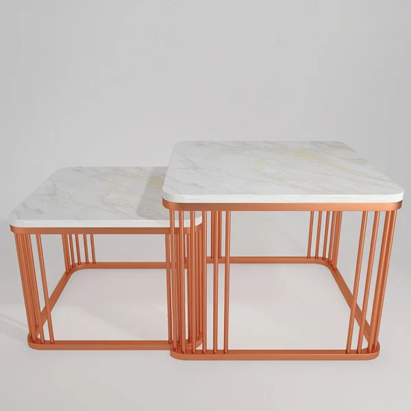 Square Copper Tethered Nesting Table Set of 2 - Image 5