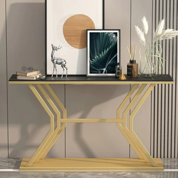 Refined Luxury Black Marble Hallway Console Table - Image 2