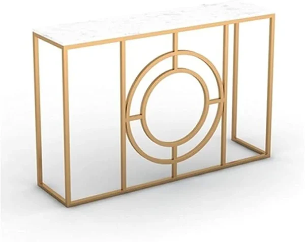 Modern Minimalist White Marble Gold Console Table - Image 4