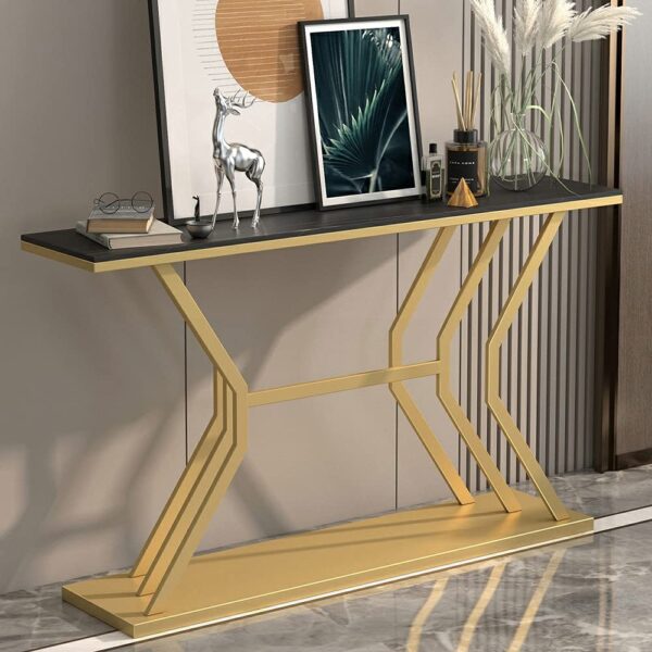 Refined Luxury Black Marble Hallway Console Table - Image 4